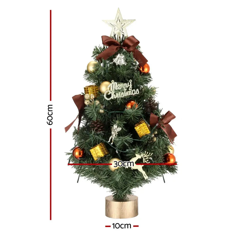 Jingle Jollys Tabletop Christmas Tree 60CM LED Xmas Tree Tree Topper Ornaments - Occasions > Christmas > Christmas Trees