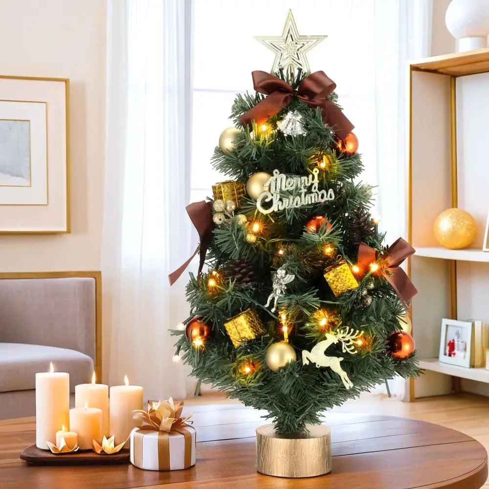 Jingle Jollys Tabletop Christmas Tree 60CM LED Xmas Tree Tree Topper Ornaments - Occasions > Christmas > Christmas Trees