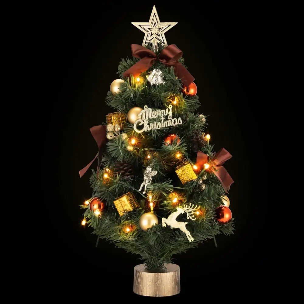 Jingle Jollys Tabletop Christmas Tree 60CM LED Xmas Tree Tree Topper Ornaments - Occasions > Christmas > Christmas Trees
