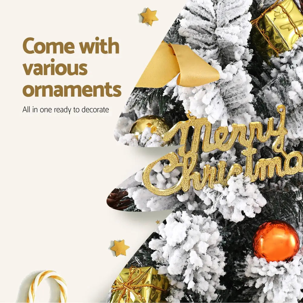 Jingle Jollys Tabletop Christmas Tree 60CM Snowy Xmas Tree Tree Topper Ornaments - Occasions > Christmas > Christmas