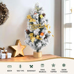 Jingle Jollys Tabletop Christmas Tree 60CM Snowy Xmas Tree Tree Topper Ornaments - Occasions > Christmas > Christmas