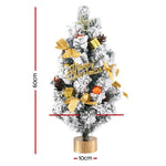 Jingle Jollys Tabletop Christmas Tree 60CM Snowy Xmas Tree Tree Topper Ornaments - Occasions > Christmas > Christmas