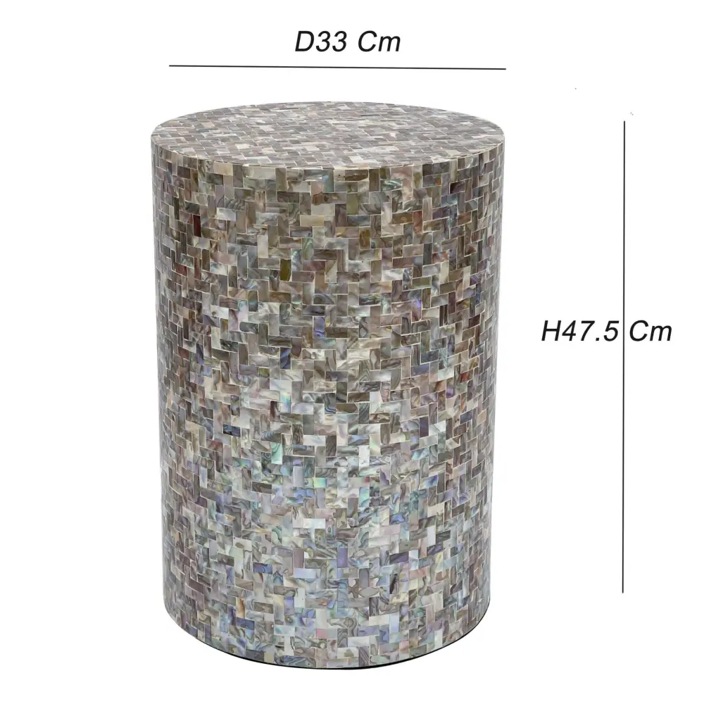 JONAH MOTHER OF PEARL HAND MADE STOOL/SIDE TABLE - Furniture > Living Room > Coffee Tables