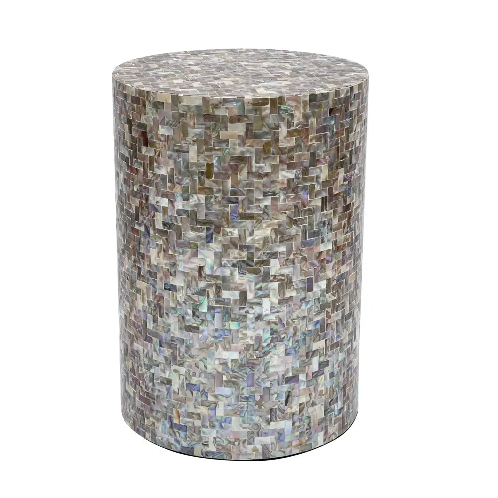 JONAH MOTHER OF PEARL HAND MADE STOOL/SIDE TABLE - Furniture > Living Room > Coffee Tables
