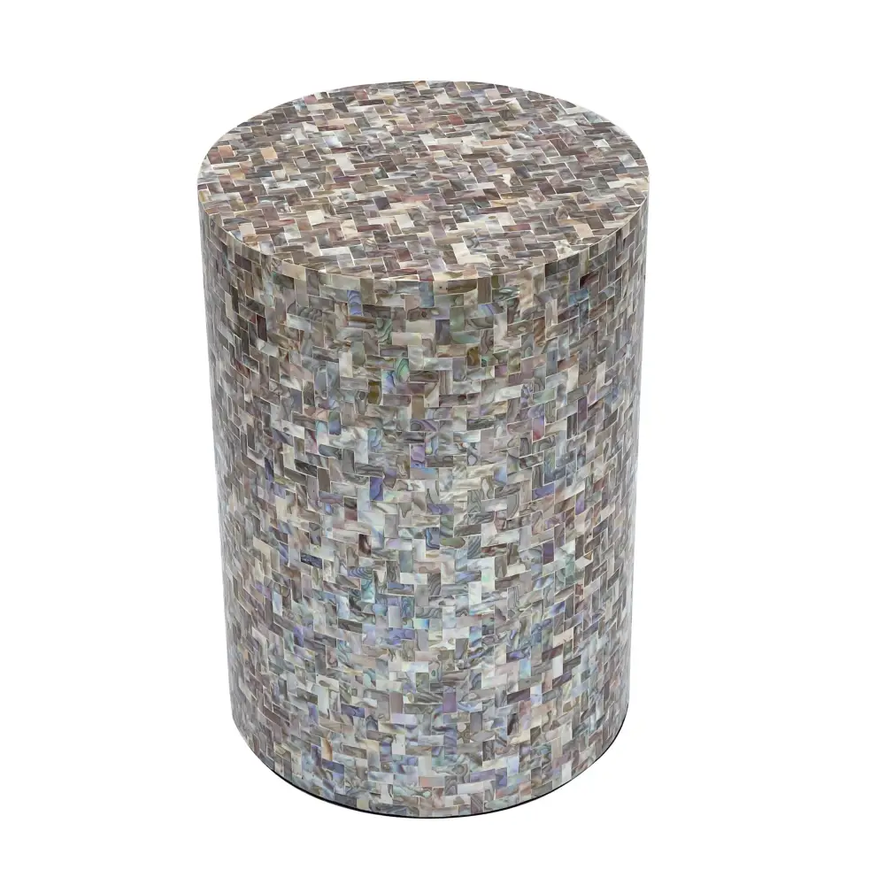 JONAH MOTHER OF PEARL HAND MADE STOOL/SIDE TABLE - Furniture > Living Room > Coffee Tables