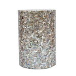 JONAH MOTHER OF PEARL HAND MADE STOOL/SIDE TABLE - Furniture > Living Room > Coffee Tables