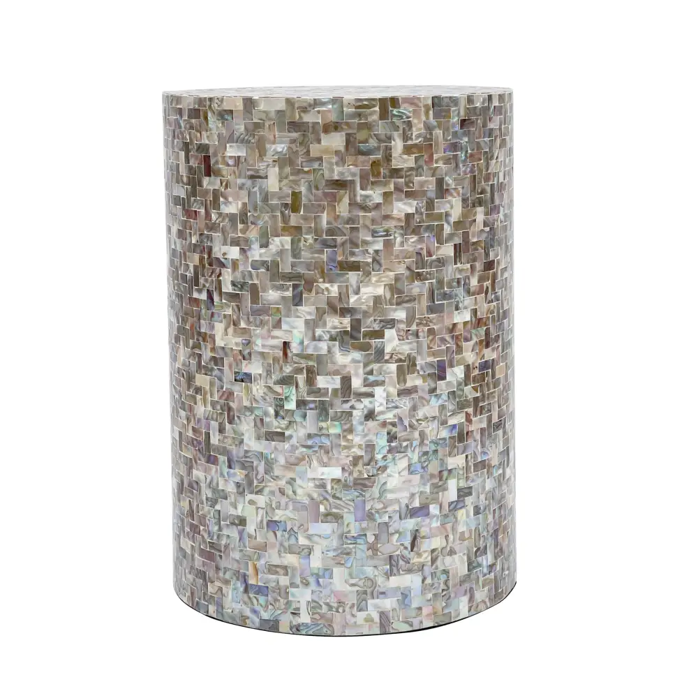 JONAH MOTHER OF PEARL HAND MADE STOOL/SIDE TABLE - Furniture > Living Room > Coffee Tables