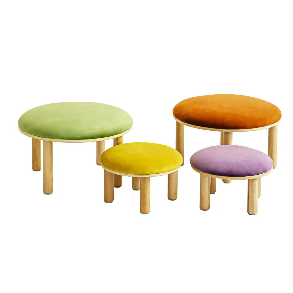 Jooyes Kids 4 Colour Round Velvet Ottoman Set of 4 - Baby & Kids > Baby & Kid’s Toys > Pretend Play