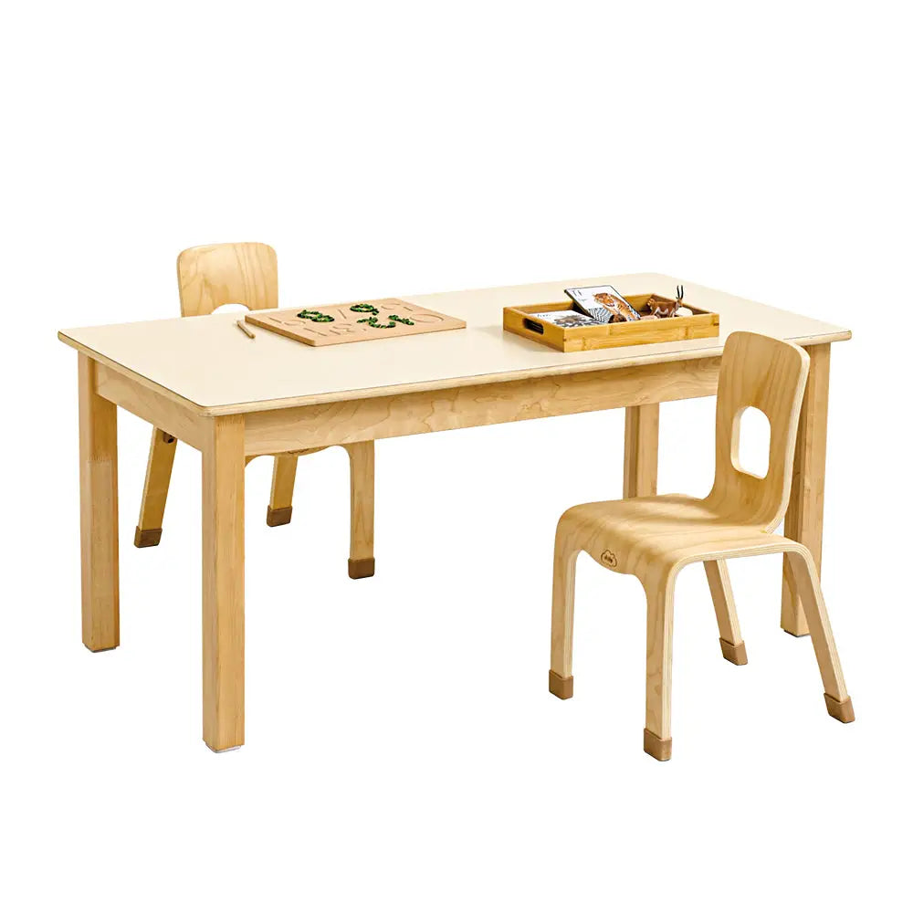 Jooyes Kids Birch and White Rectangular Table - H58cm - Furniture > Dining > Dining Tables
