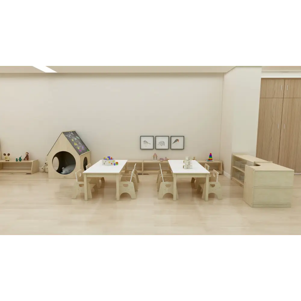 Jooyes Kids Birch and White Rectangular Table - H58cm - Furniture > Dining > Dining Tables