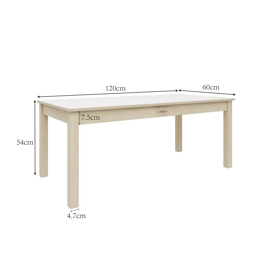 Jooyes Kids Birch and White Rectangular Table - H58cm - Furniture > Dining > Dining Tables