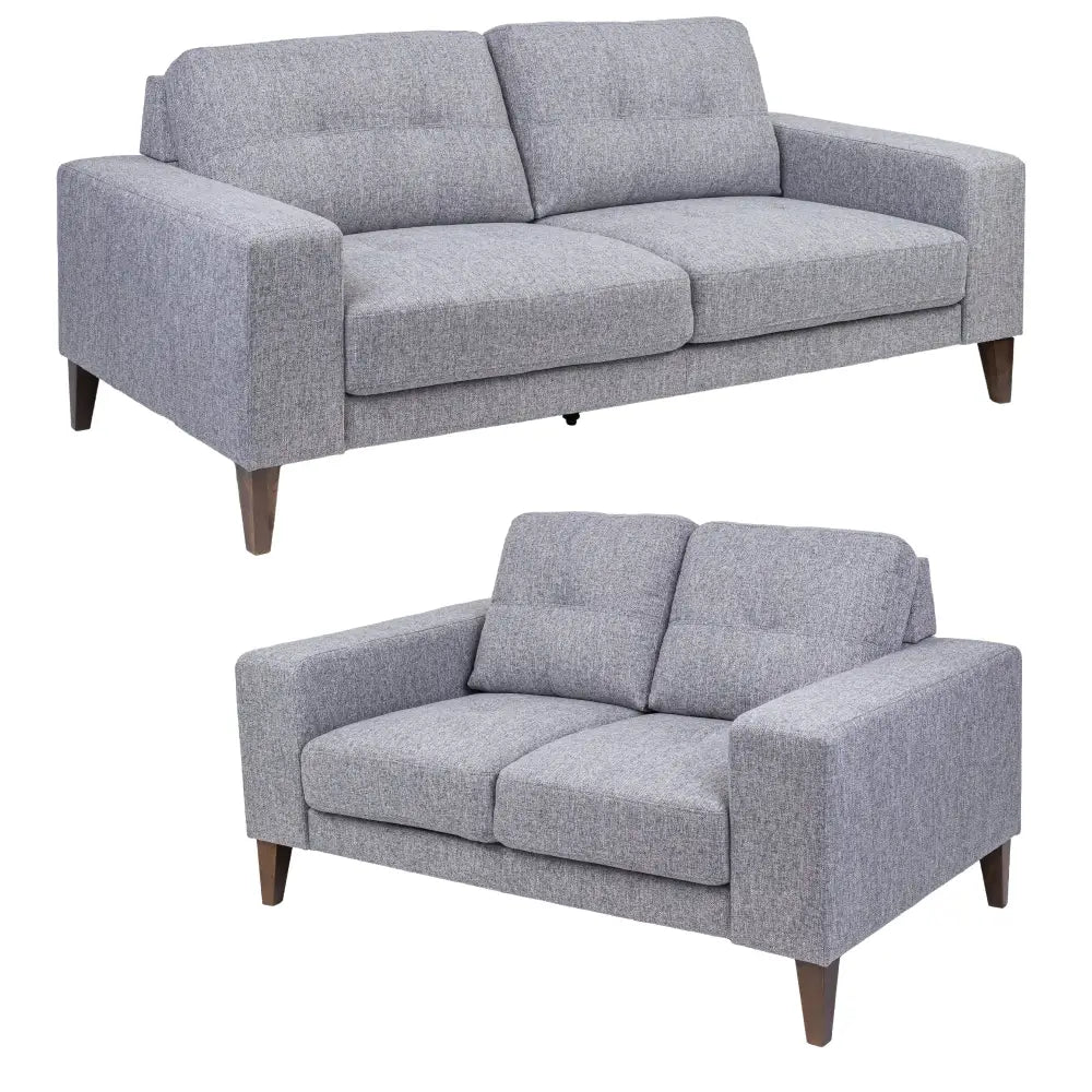 Juliet 2 + 3 Seater Sofa Set Soft Fabric Uplholstered Lounge Couch Grey - Furniture > Sofas