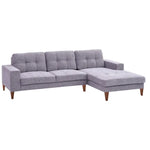Juliet 2 Seater Sofa Soft Fabric Uplholstered Lounge Couch with RHF Chaise Grey - Furniture > Sofas