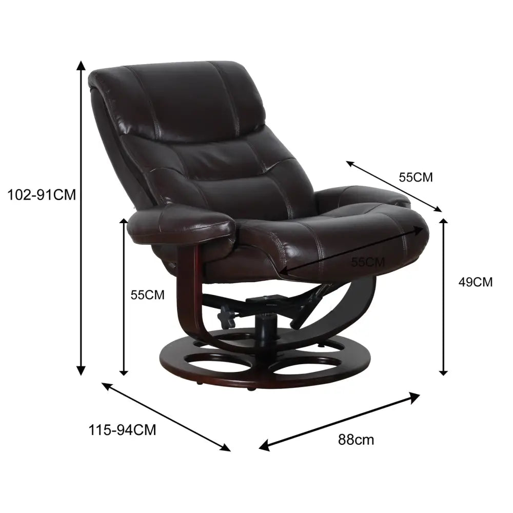 Julio Faux Leather Premium Reclining Lounge Arm Chair w/ Ottoman Swivel Sofa - Furniture > Bar Stools & Chairs > Arm