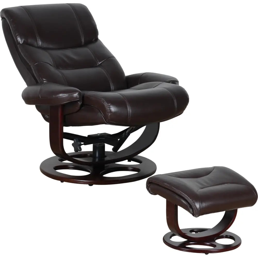 Julio Faux Leather Premium Reclining Lounge Arm Chair w/ Ottoman Swivel Sofa - Furniture > Bar Stools & Chairs > Arm