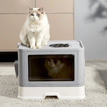 Jumbo Hooded Cat Litter Box Tray Pet Kitty Toilet for Large Cats w Hair Grooming - Pet Care > Cleaning & Maintenance >