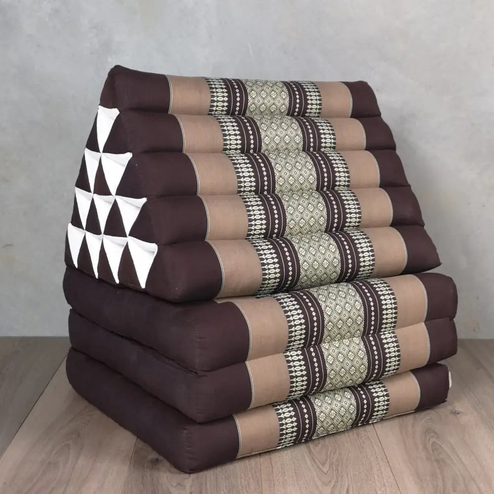 Jumbo Thai Triangle Pillow THREE FOLDS Brown - Home & Garden > Decor