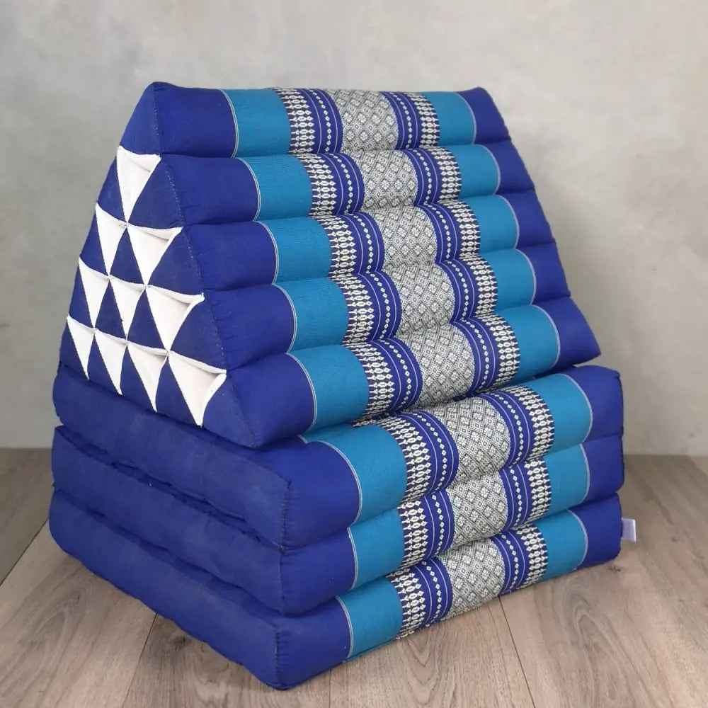 Jumbo Thai Triangle Pillow THREE FOLDS Navy - Home & Garden > Decor