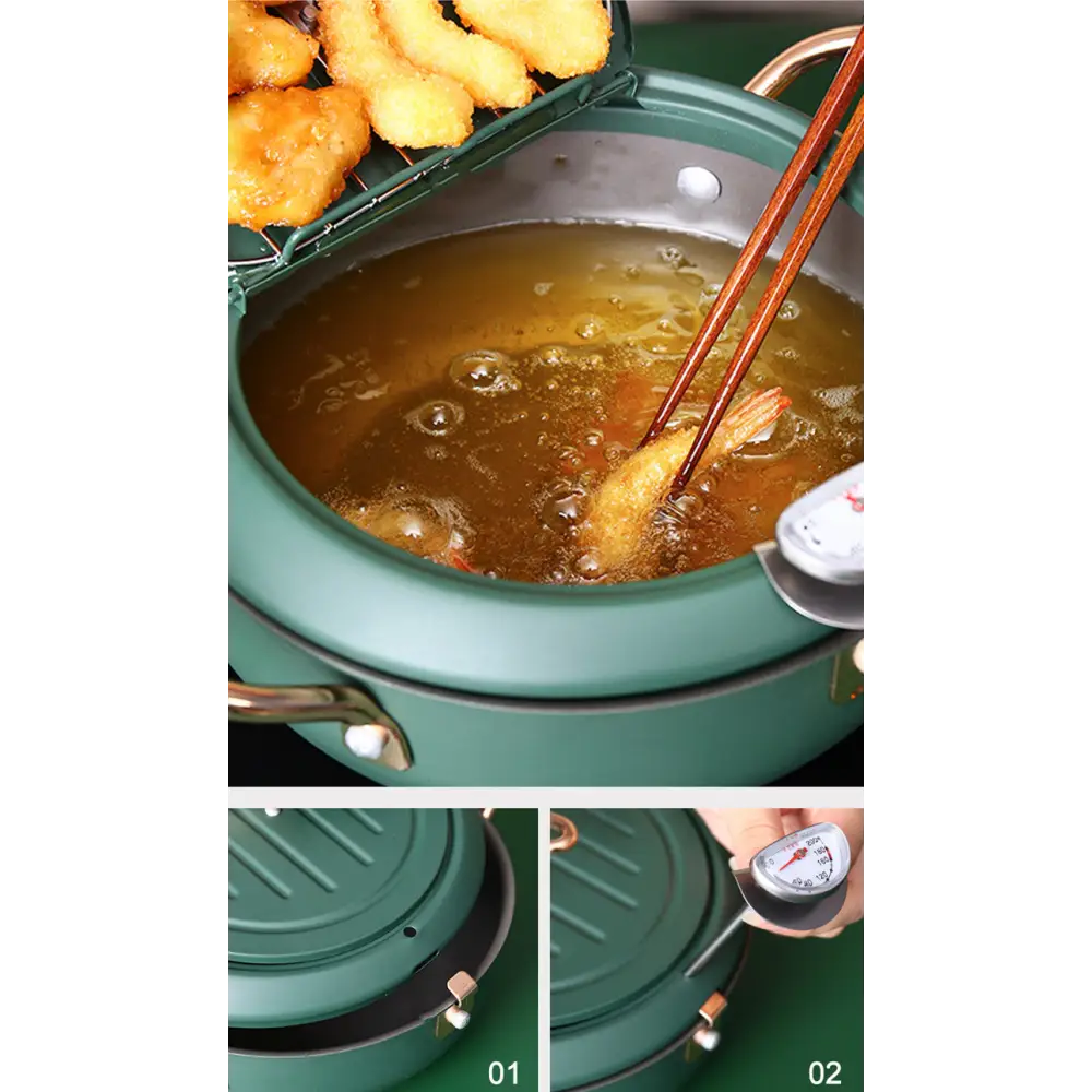 Justcook 20cm JSHS-YZG0320-1 Double Handle Tempura Karaga Fryer Pot Frying Pan - Home & Garden > Kitchenware