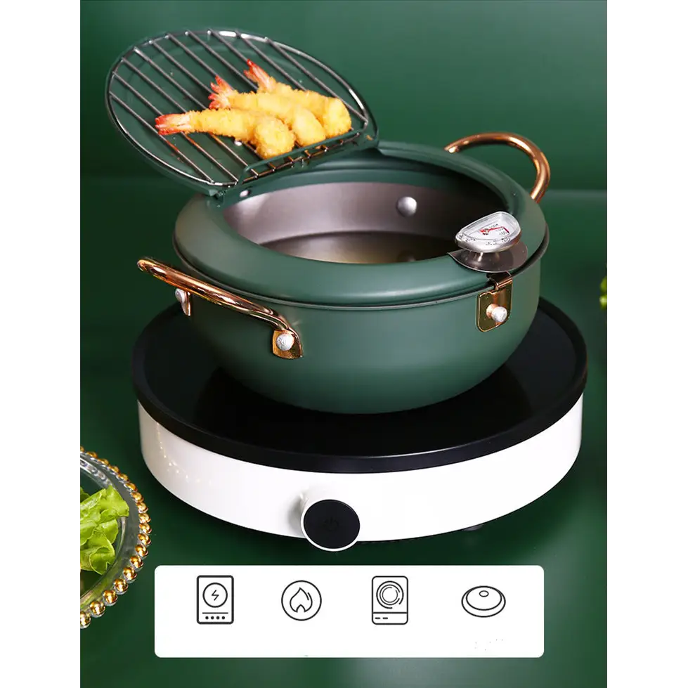 Justcook 20cm JSHS-YZG0320-1 Double Handle Tempura Karaga Fryer Pot Frying Pan - Home & Garden > Kitchenware