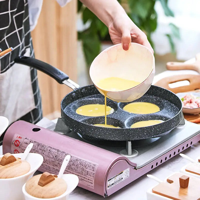 Justcook 24cm 4 Mold Non-Stick Egg Cooker Frying Pan - Black - Home & Garden > Kitchenware