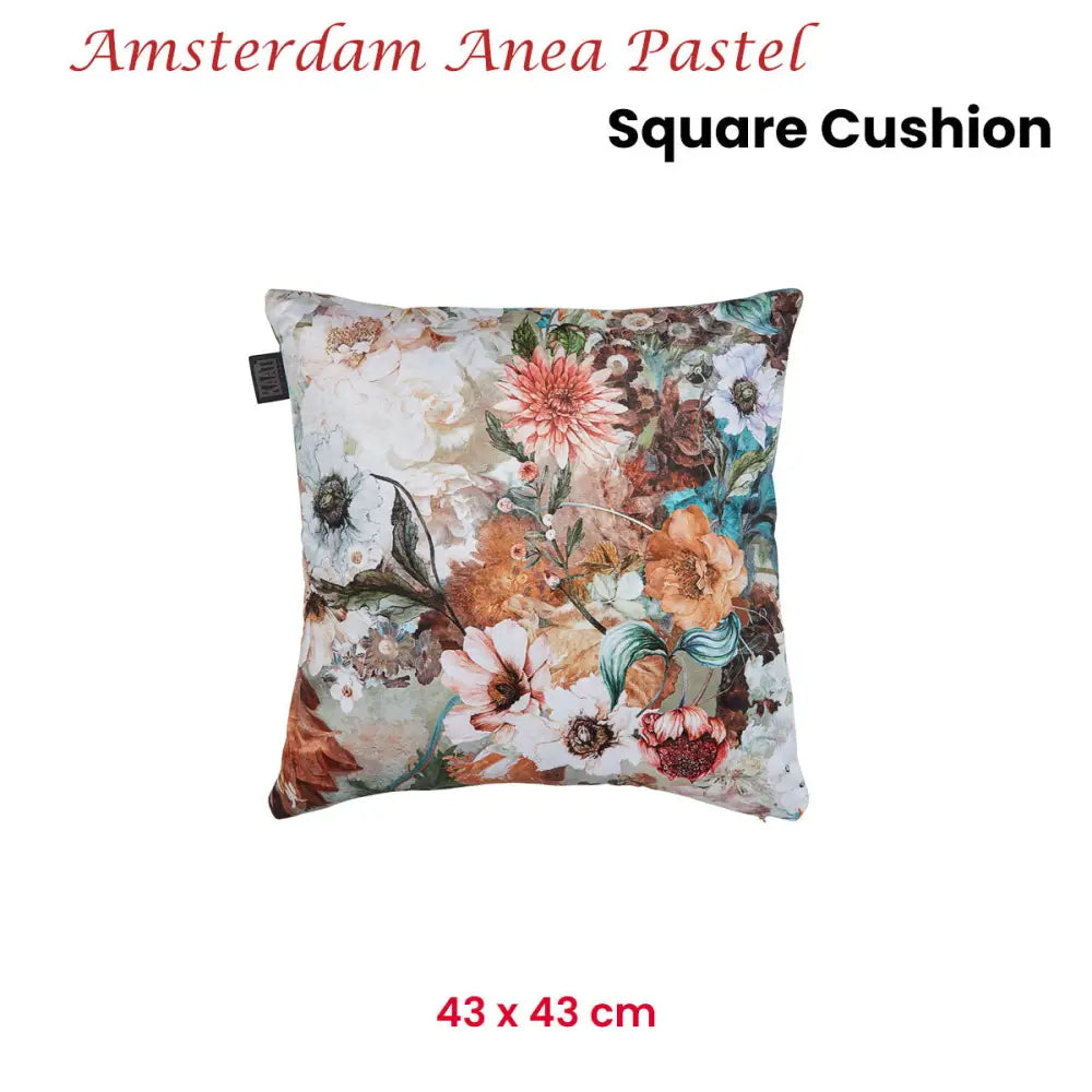 KAAT Amsterdam Anea Pastel Floral Square Filled Cushion 43cm x 43cm - Home & Garden > Decor > Cushions & Throws