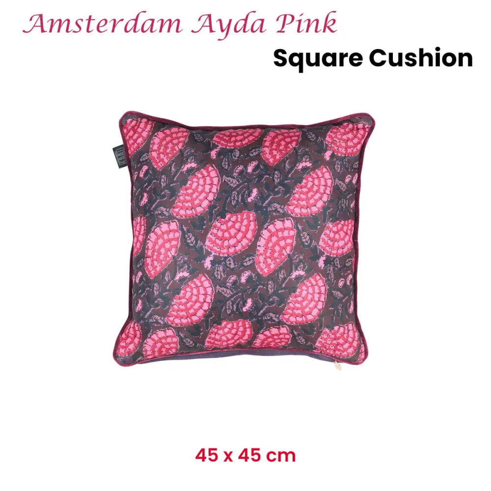 KAAT Amsterdam Ayda Pink Floral Square Filled Cushion 45cm x 45cm - Home & Garden > Decor > Cushions & Throws