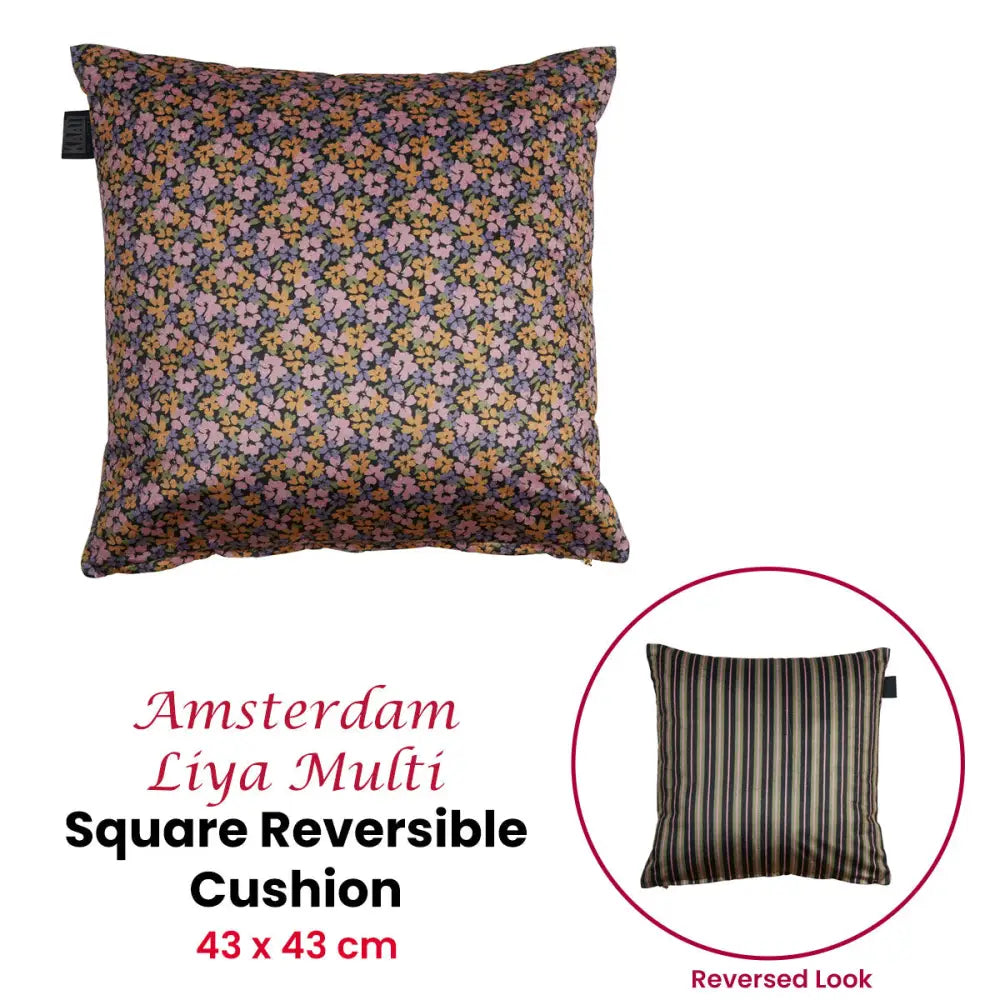 KAAT Amsterdam Liya Multi Floral Square Filled Cushion 43cm x 43cm - Home & Garden > Decor > Cushions & Throws