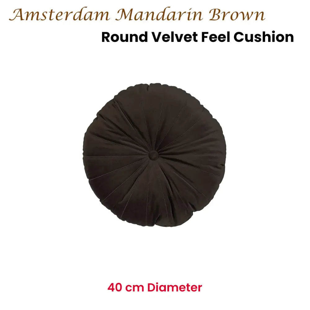 KAAT Amsterdam Mandarin Brown Round Filled Cushion 40cm Diameter - Home & Garden > Decor > Cushions & Throws