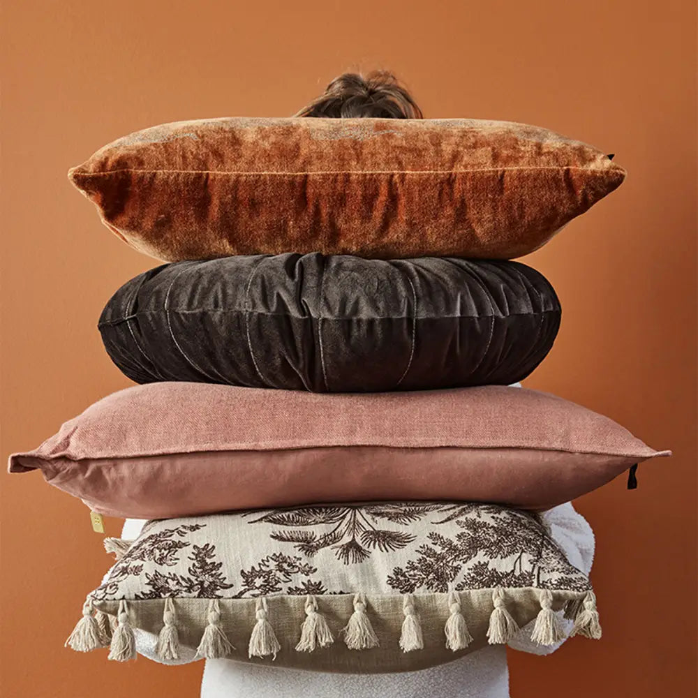 KAAT Amsterdam Mandarin Brown Round Filled Cushion 40cm Diameter - Home & Garden > Decor > Cushions & Throws