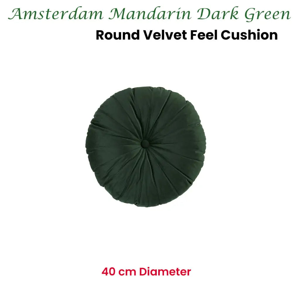 KAAT Amsterdam Mandarin Dark Green Round Filled Cushion 40cm Diameter - Home & Garden > Decor > Cushions & Throws