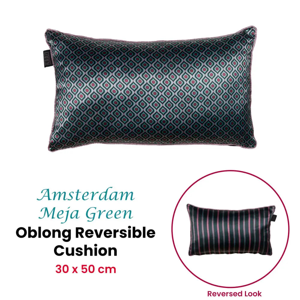 KAAT Amsterdam Meja Green Reversible Oblong Filled Cushion 30cm x 50cm - Home & Garden > Decor > Cushions & Throws