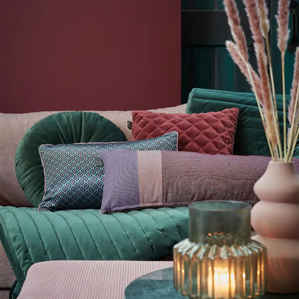KAAT Amsterdam Meja Green Reversible Oblong Filled Cushion 30cm x 50cm - Home & Garden > Decor > Cushions & Throws