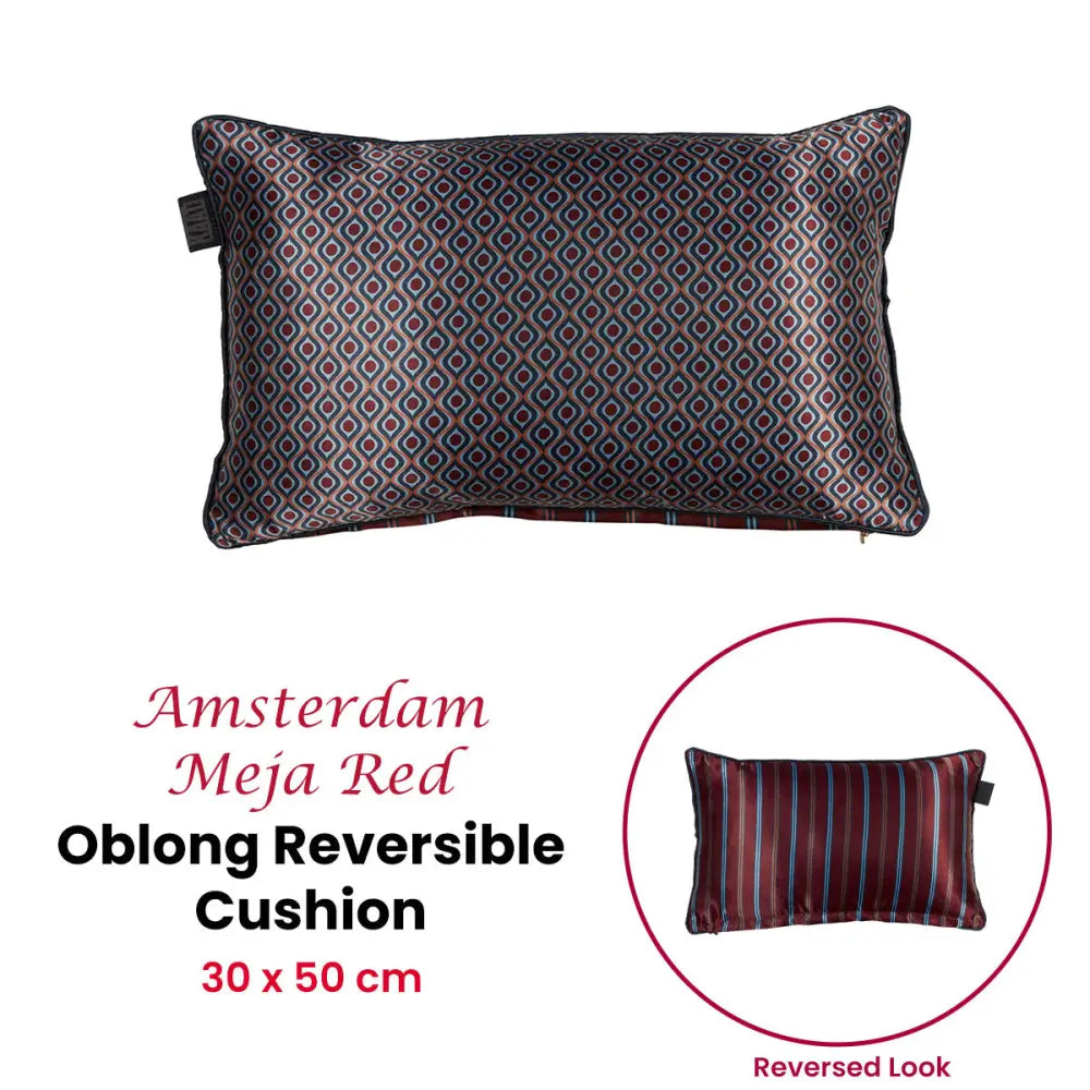 KAAT Amsterdam Meja Red Reversible Oblong Filled Cushion 30cm x 50cm - Home & Garden > Decor > Cushions & Throws