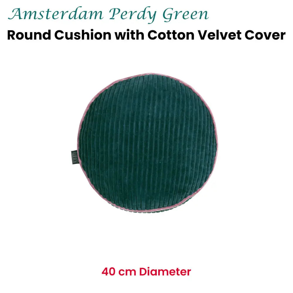 KAAT Amsterdam Perdy Green Round Filled Cushion 40cm Diameter - Home & Garden > Decor > Cushions & Throws