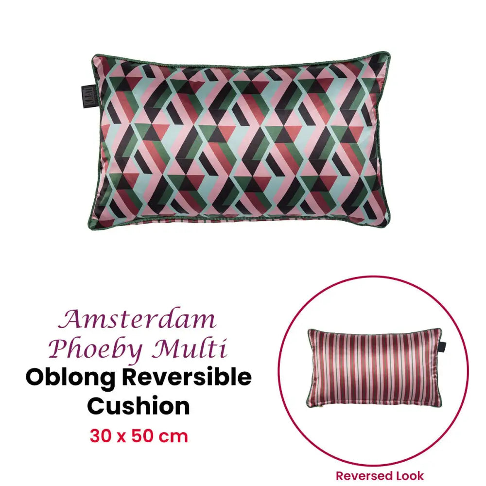 KAAT Amsterdam Phoeby Multi Reversible Oblong Filled Cushion 30cm x 50cm - Home & Garden > Decor > Cushions & Throws