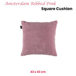 KAAT Amsterdam Ribbed Pink Square Filled Cushion 43cm x 43cm - Home & Garden > Decor > Cushions & Throws