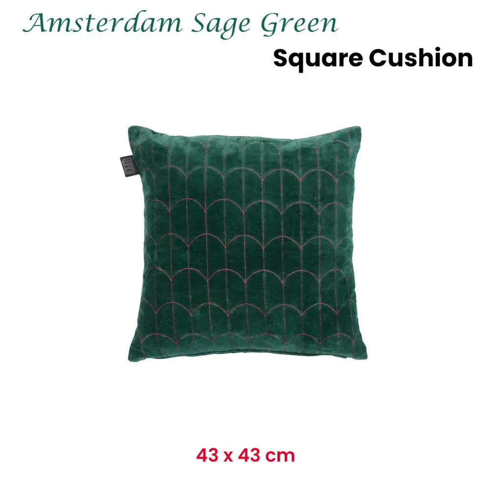 KAAT Amsterdam Sage Green Square Filled Cushion 43cm x 43cm - Home & Garden > Decor > Cushions & Throws