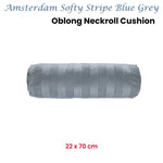 KAAT Amsterdam Softy Stripe Blue Grey Oblong Neckroll Filled Cushion 22cm x 70cm - Home & Garden > Decor > Cushions &