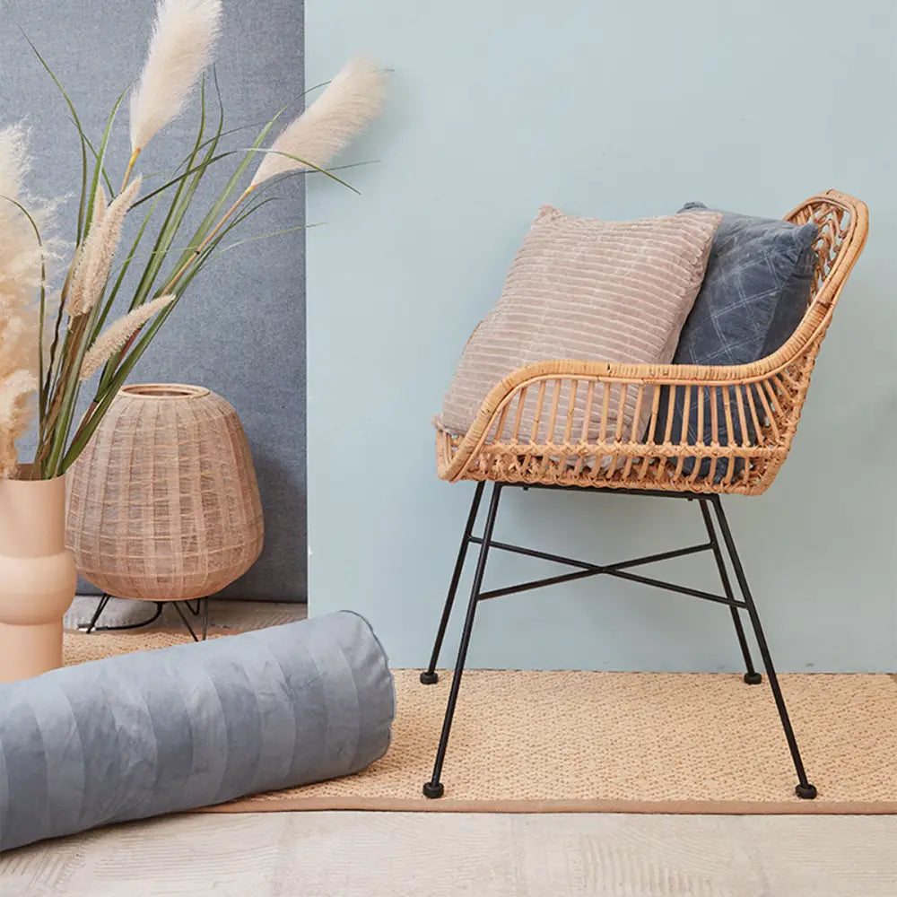 KAAT Amsterdam Softy Stripe Blue Grey Oblong Neckroll Filled Cushion 22cm x 70cm - Home & Garden > Decor > Cushions &
