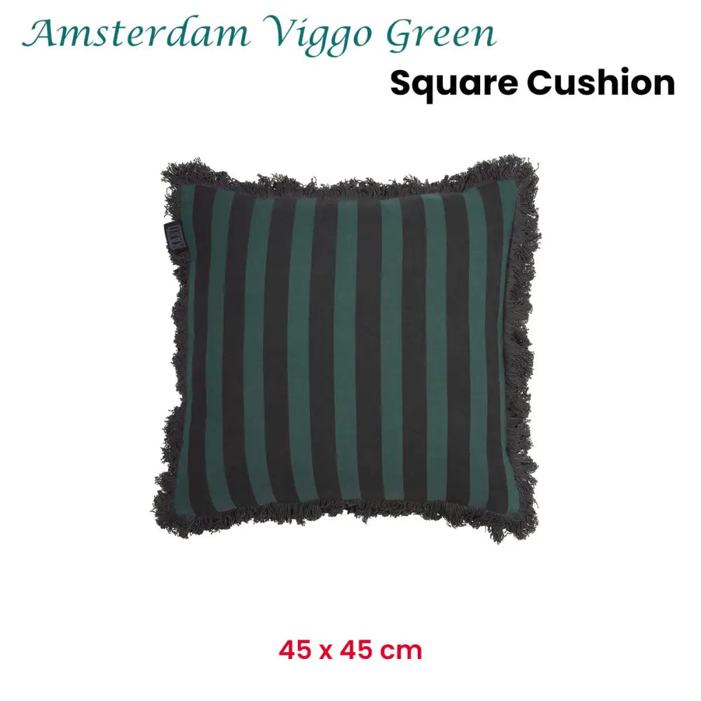 KAAT Amsterdam Viggo Green Stripe Square Filled Cushion 45cm x 45cm - Home & Garden > Decor > Cushions & Throws