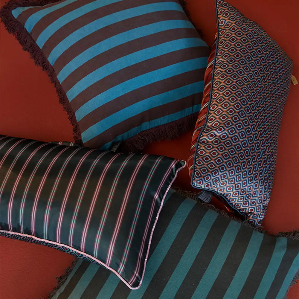 KAAT Amsterdam Viggo Red Stripe Square Filled Cushion 45cm x 45cm - Home & Garden > Decor > Cushions & Throws
