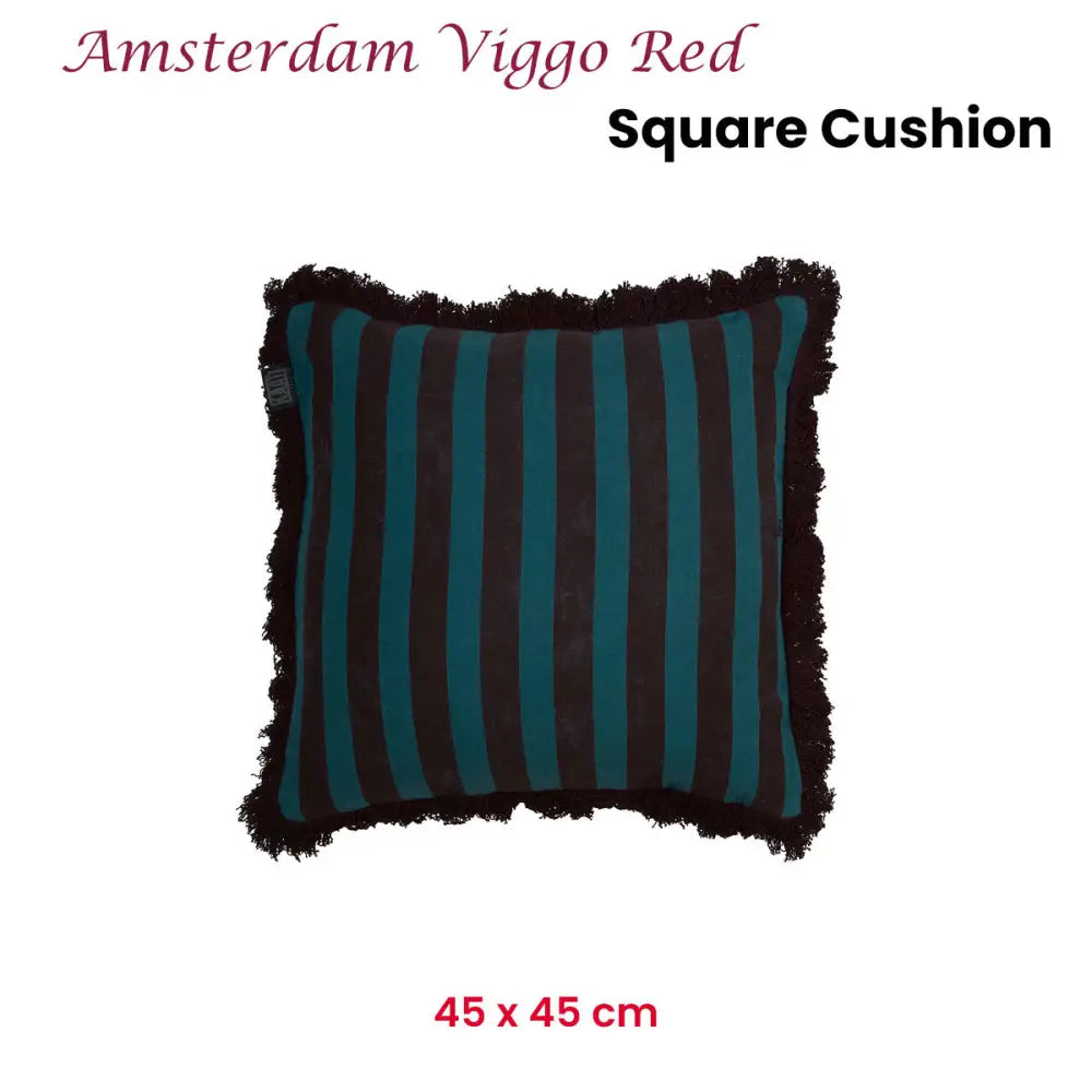 KAAT Amsterdam Viggo Red Stripe Square Filled Cushion 45cm x 45cm - Home & Garden > Decor > Cushions & Throws