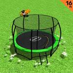 Kahuna 16ft Outdoor Trampoline Kids Children With Safety Enclosure Pad Mat Ladder Basketball Hoop Set - Green - Baby &