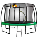 Kahuna 16ft Outdoor Trampoline Kids Children With Safety Enclosure Pad Mat Ladder Basketball Hoop Set - Green - Baby &