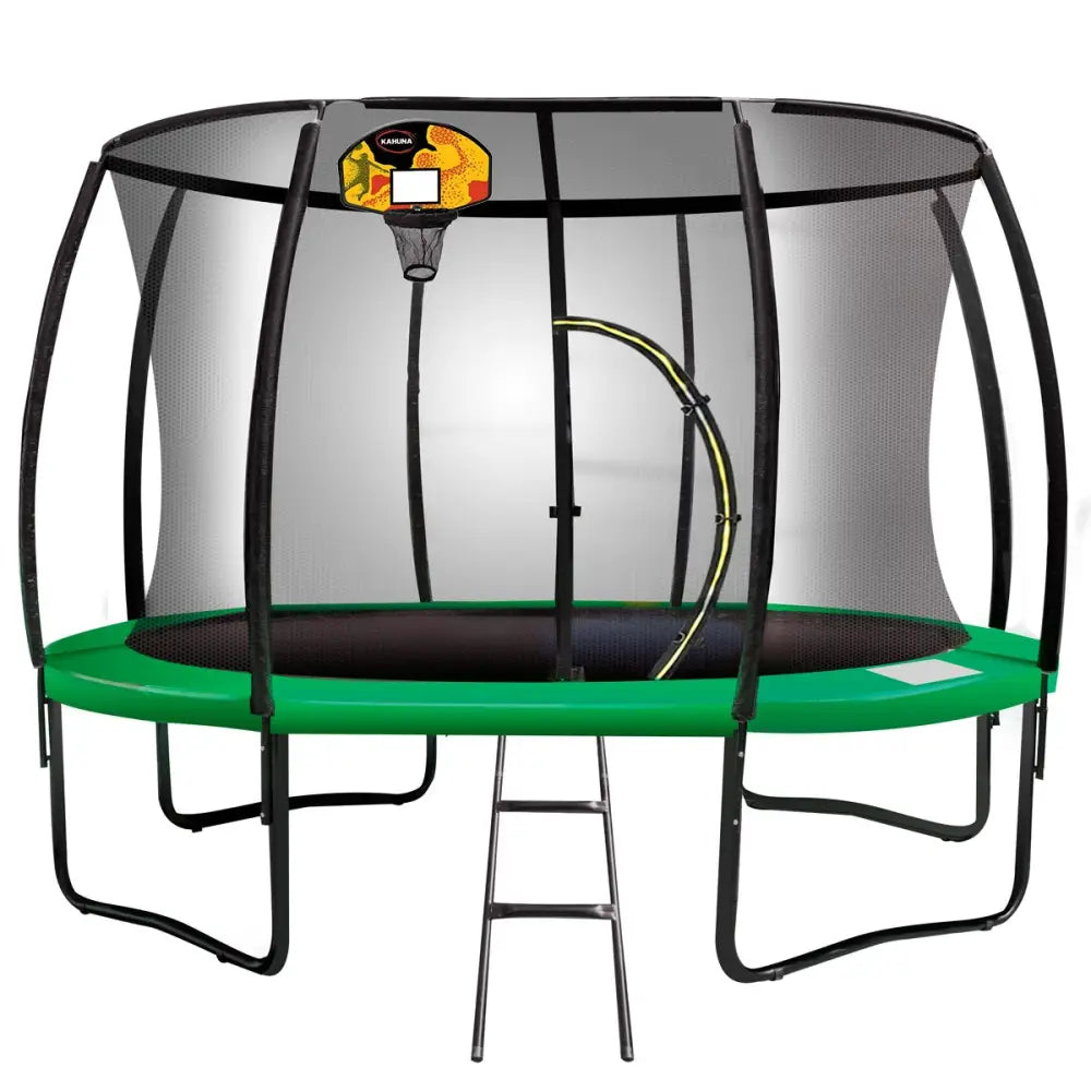 Kahuna 16ft Outdoor Trampoline Kids Children With Safety Enclosure Pad Mat Ladder Basketball Hoop Set - Green - Baby &