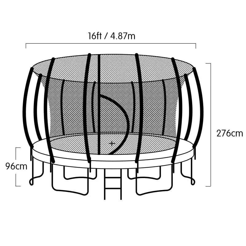 Kahuna 16ft Outdoor Trampoline Kids Children With Safety Enclosure Pad Mat Ladder Basketball Hoop Set - Rainbow - Baby