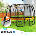 Kahuna 16ft Outdoor Trampoline Kids Children With Safety Enclosure Pad Mat Ladder Basketball Hoop Set - Orange - Baby &
