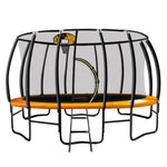 Kahuna 16ft Outdoor Trampoline Kids Children With Safety Enclosure Pad Mat Ladder Basketball Hoop Set - Orange - Baby &
