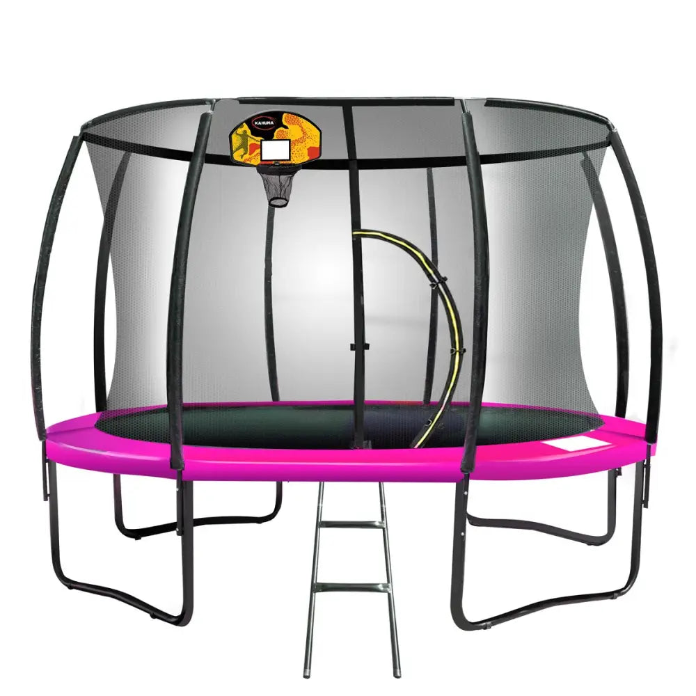Kahuna 16ft Outdoor Trampoline Kids Children With Safety Enclosure Pad Mat Ladder Basketball Hoop Set - Pink - Baby &